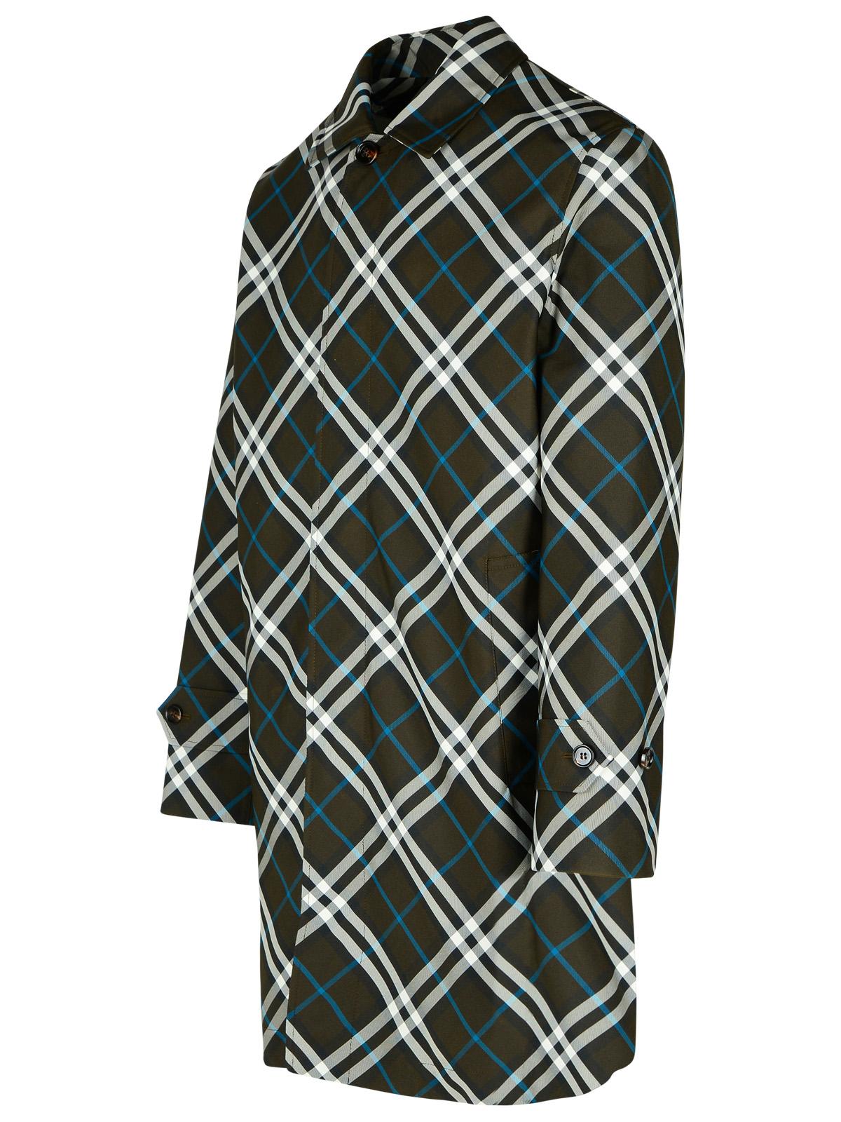 Burberry 'Check' Green Polyester Trench Coat Men