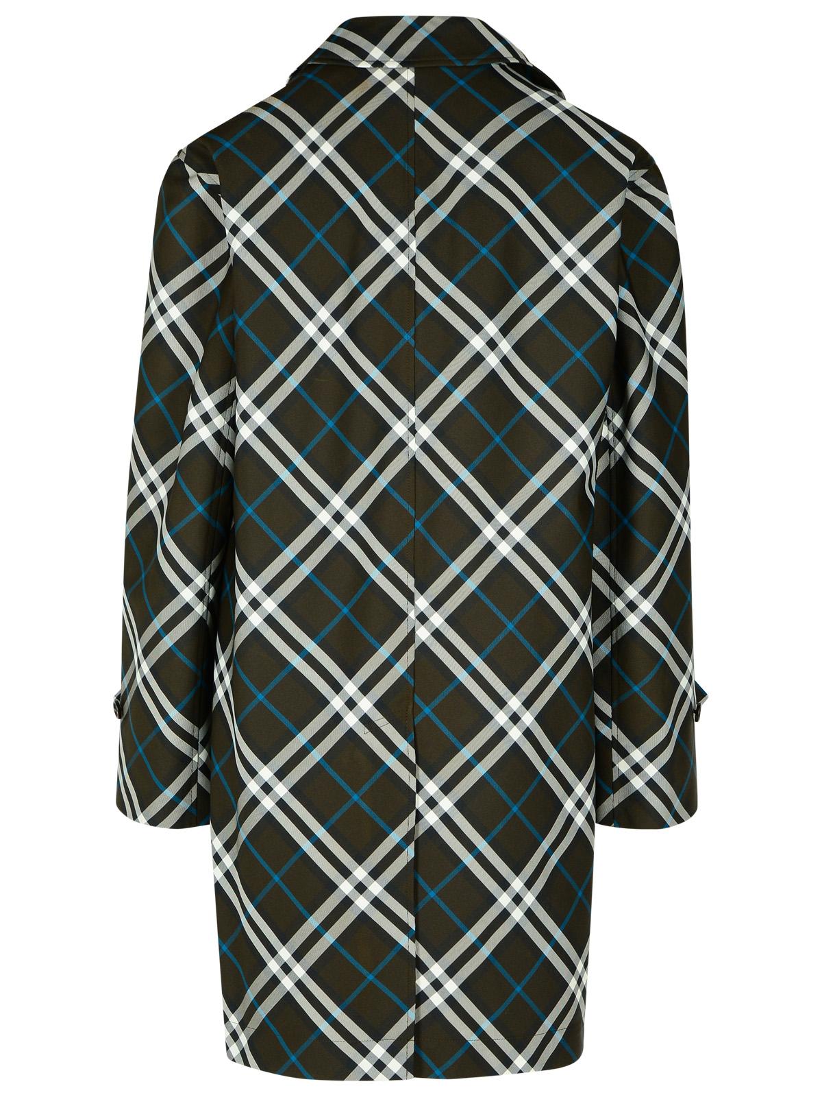 Burberry 'Check' Green Polyester Trench Coat Men