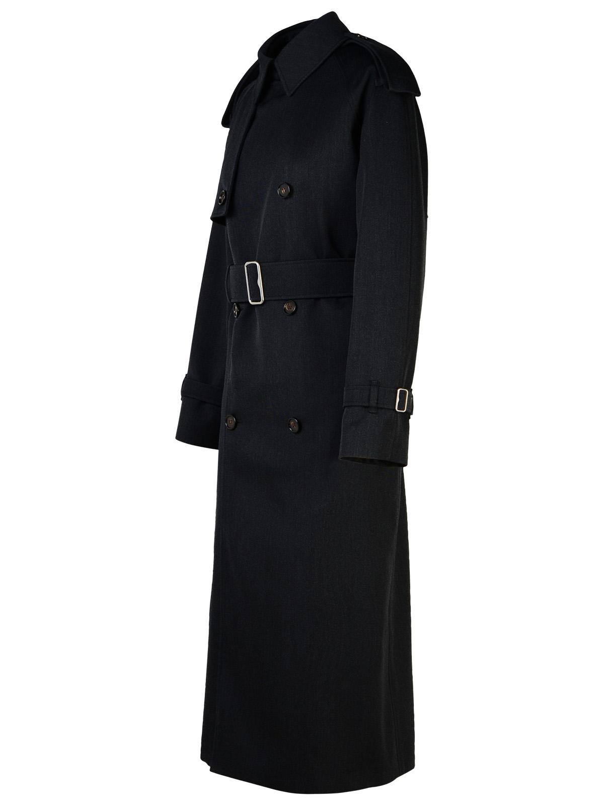 Burberry Grey Wool Long Trench Coat Women