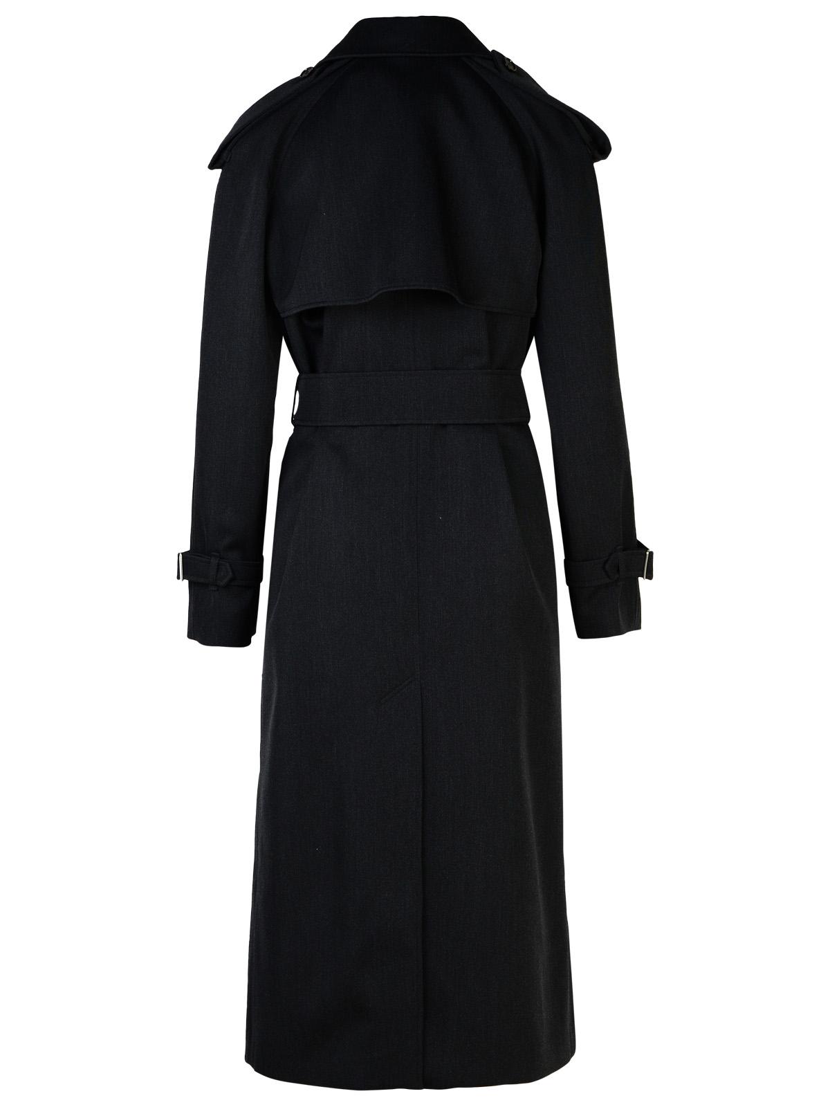 Burberry Grey Wool Long Trench Coat Women