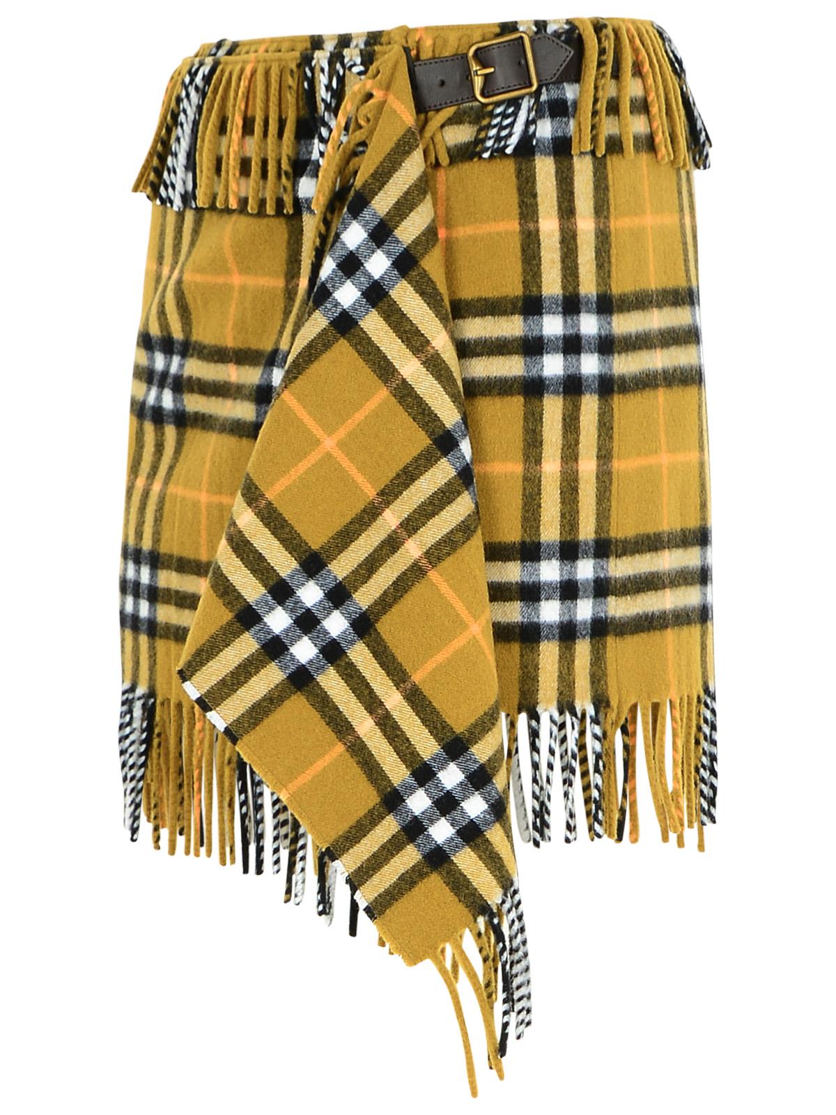 Burberry 'Check' Light Green Wool Blend Miniskirt Women