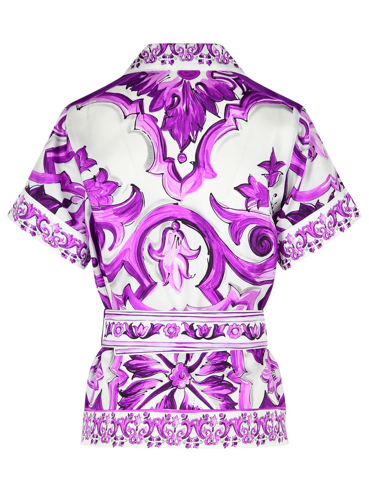 Dolce & Gabbana Majolica Print Silk Twill Shirt Women