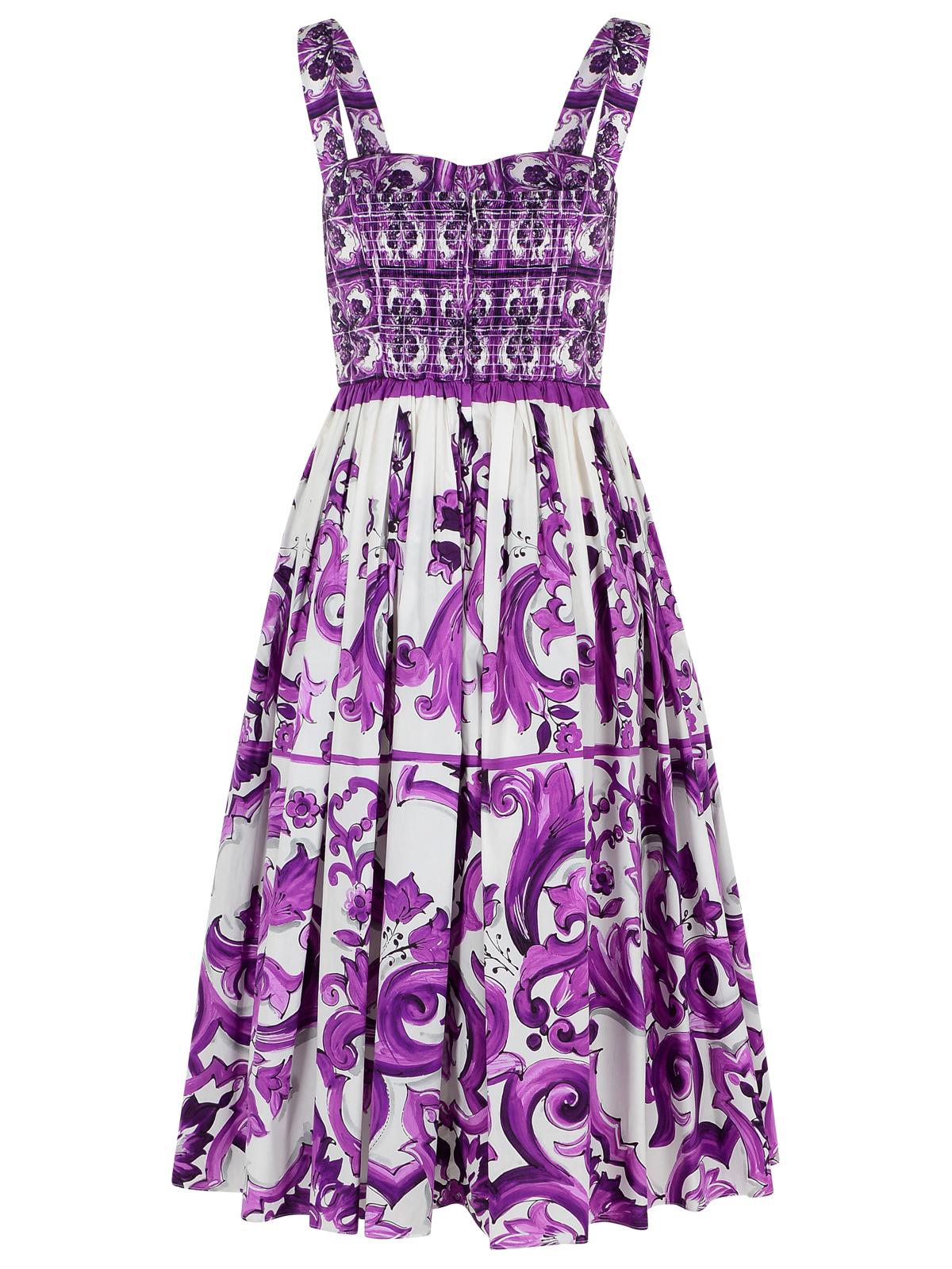 Dolce & Gabbana Majolica Dress In Cotton Poplin Women