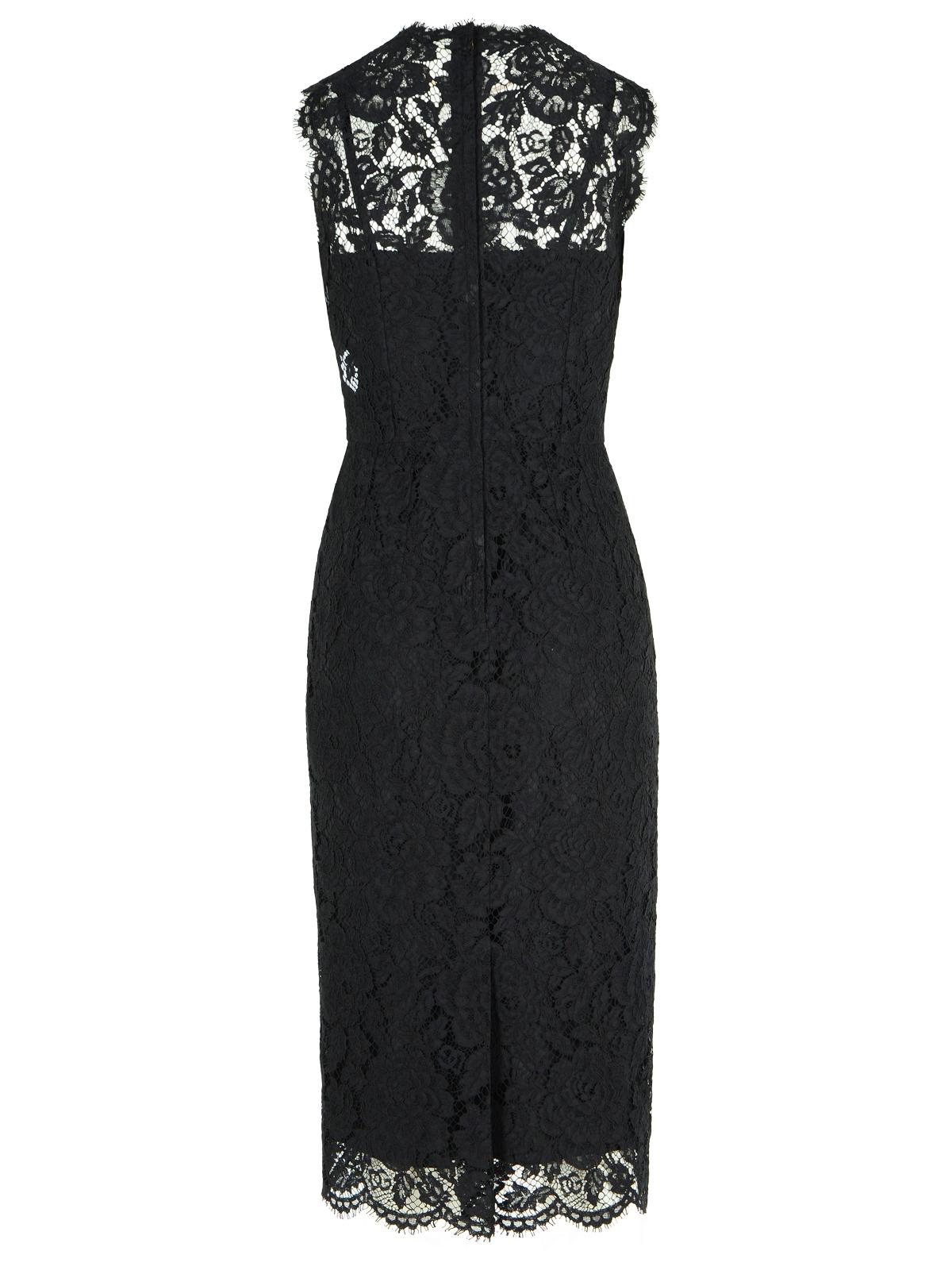Dolce & Gabbana 'Longuette' Black Stretch Lace Dress Women