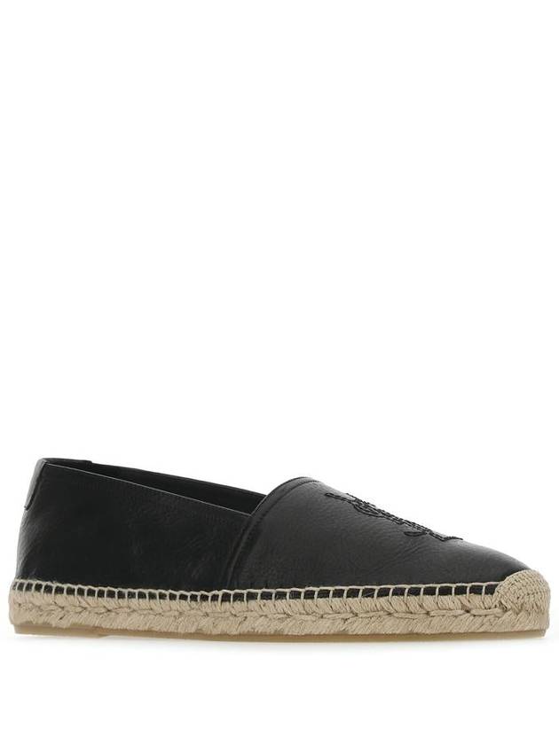 Saint Laurent Monogram Leather Espadrilles Black