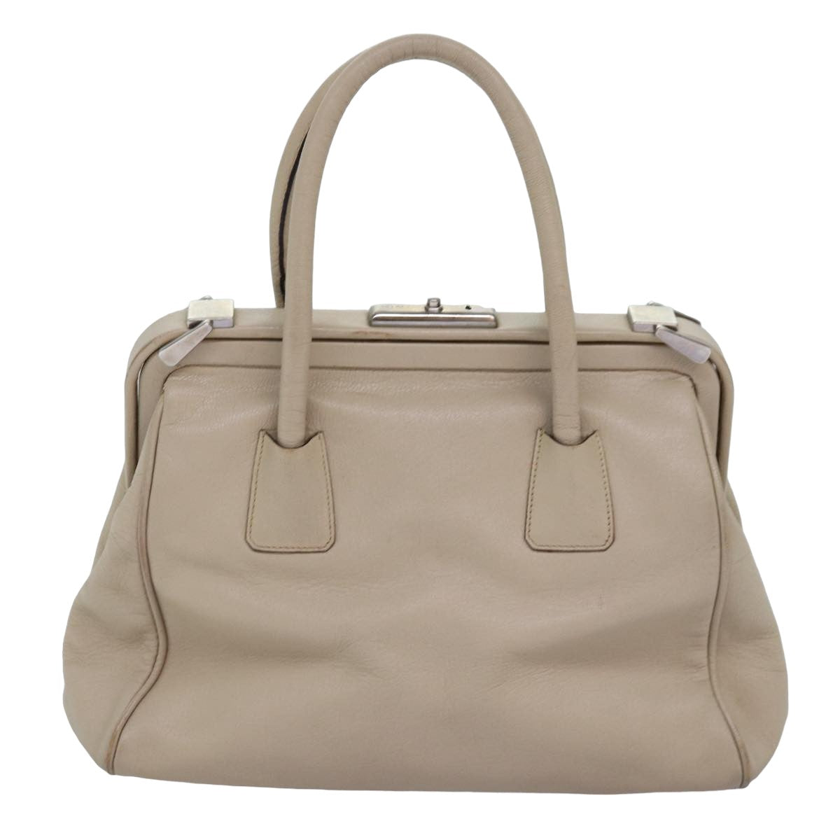 PRADA Hand Bag Leather Beige 77082
