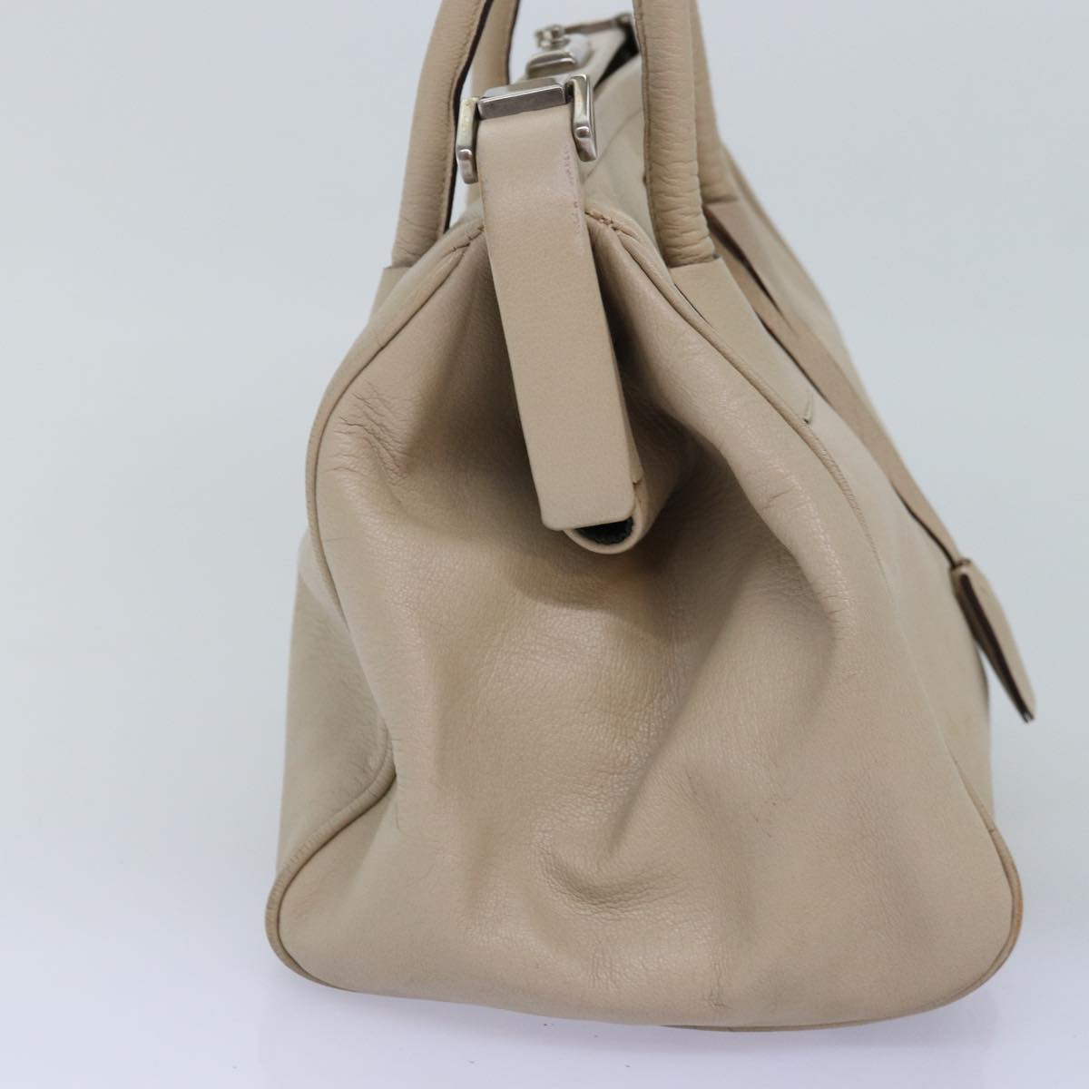 PRADA Hand Bag Leather Beige 77082