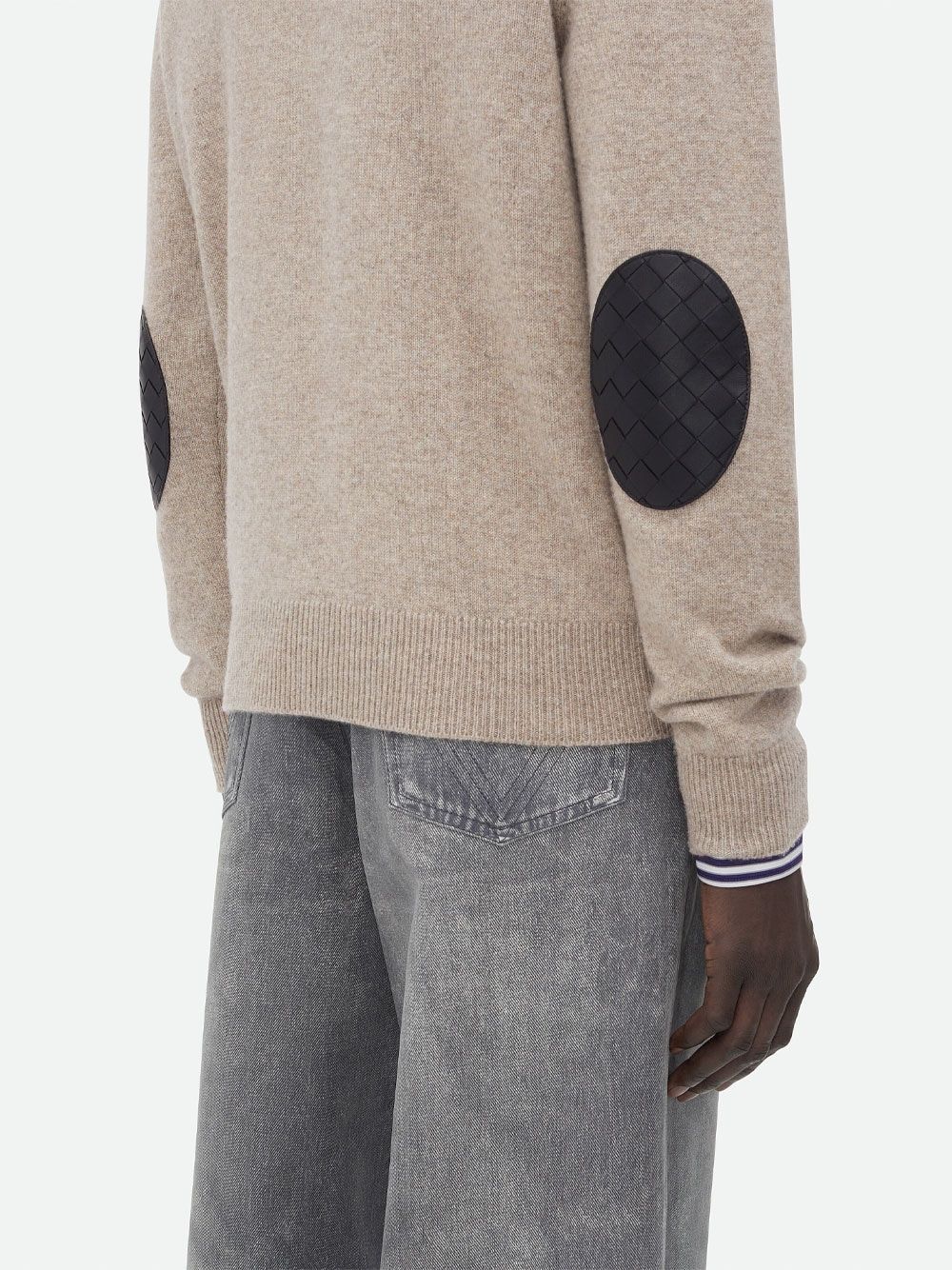 BOTTEGA VENETA Stretch Cashmere Blend Sweater with Leather Patch