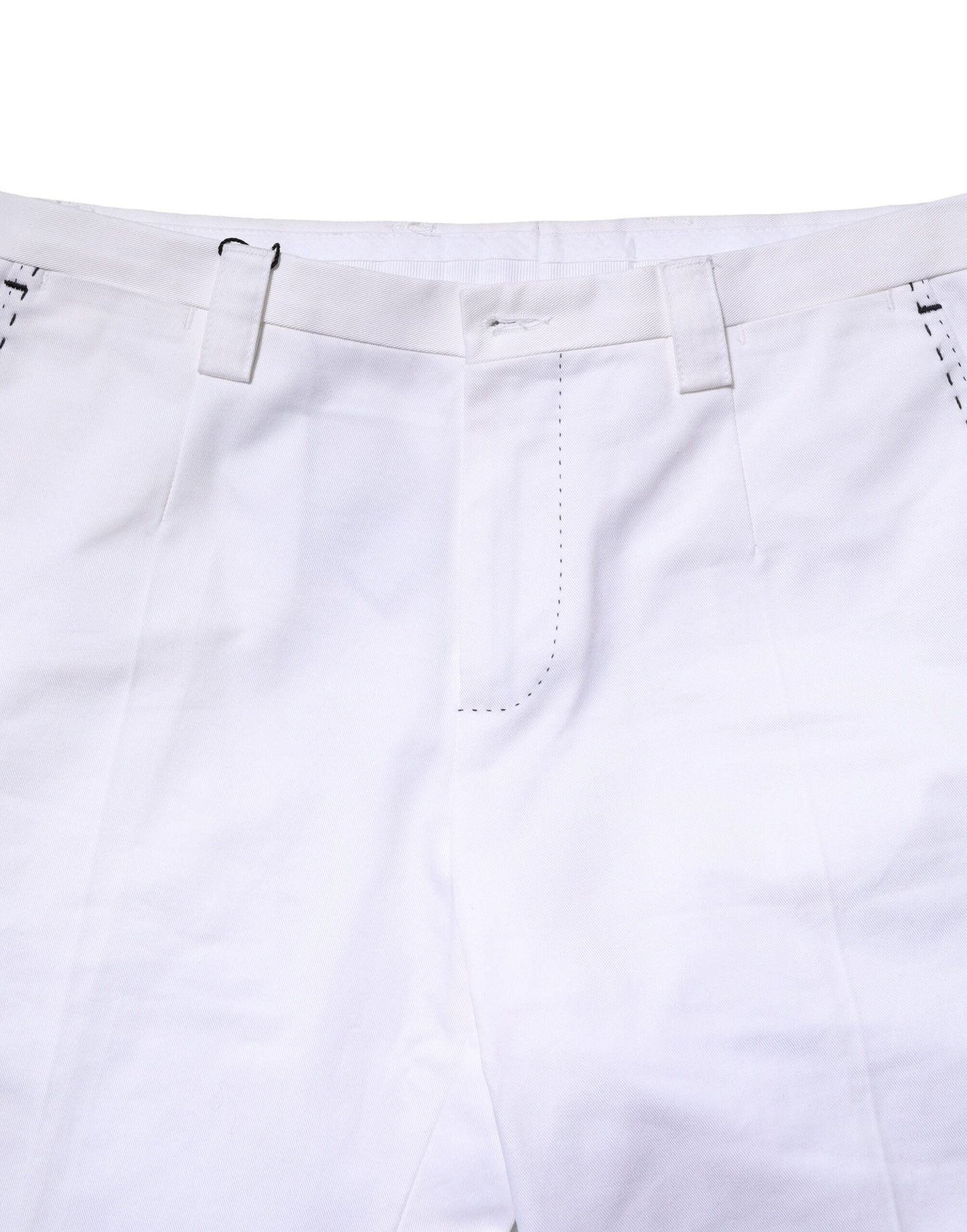 Dolce & Gabbana White Cotton Straight Logo Men Men's Pants