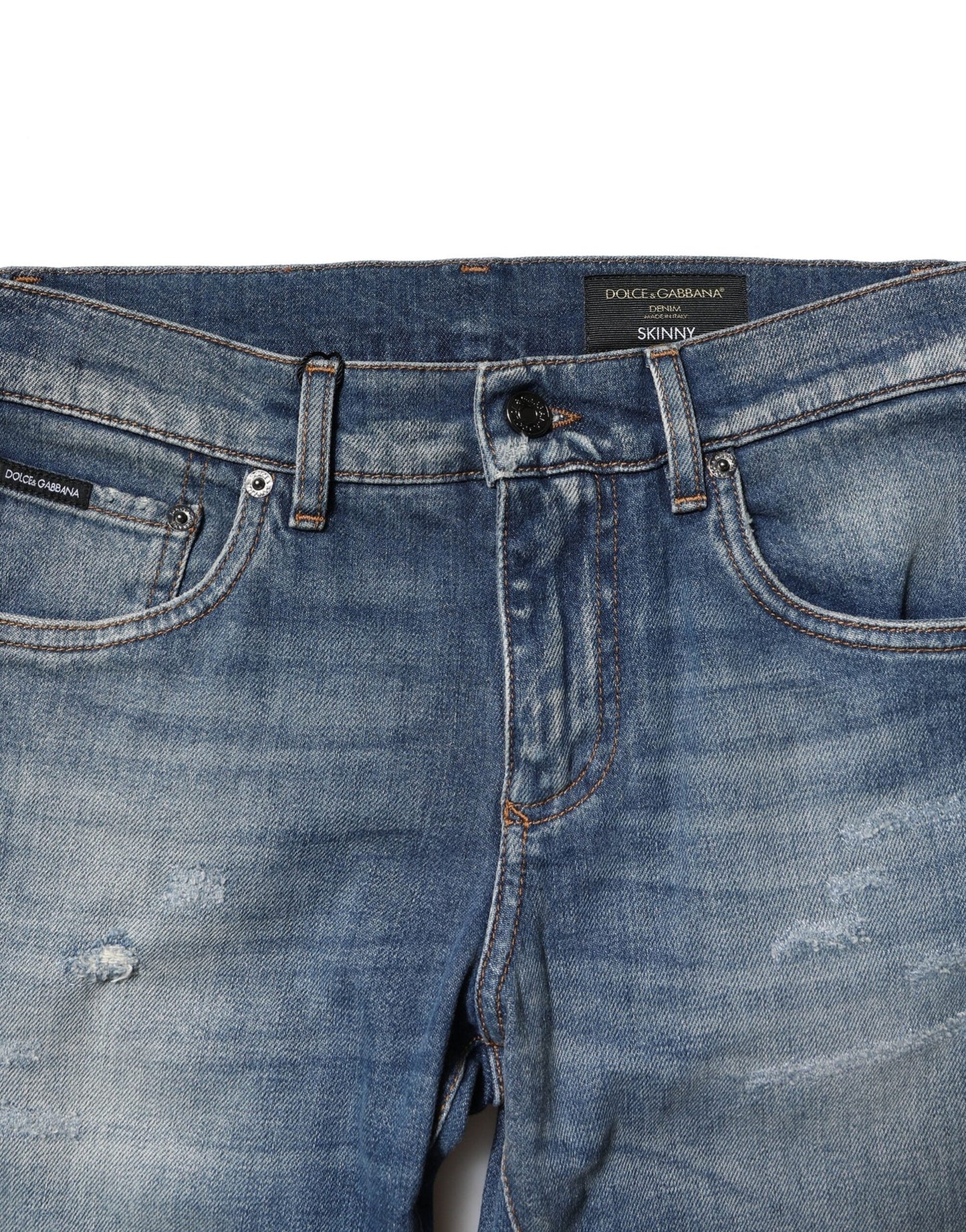 Dolce & Gabbana Blue Washed Cotton Slim Fit Men Denim Men's Jeans