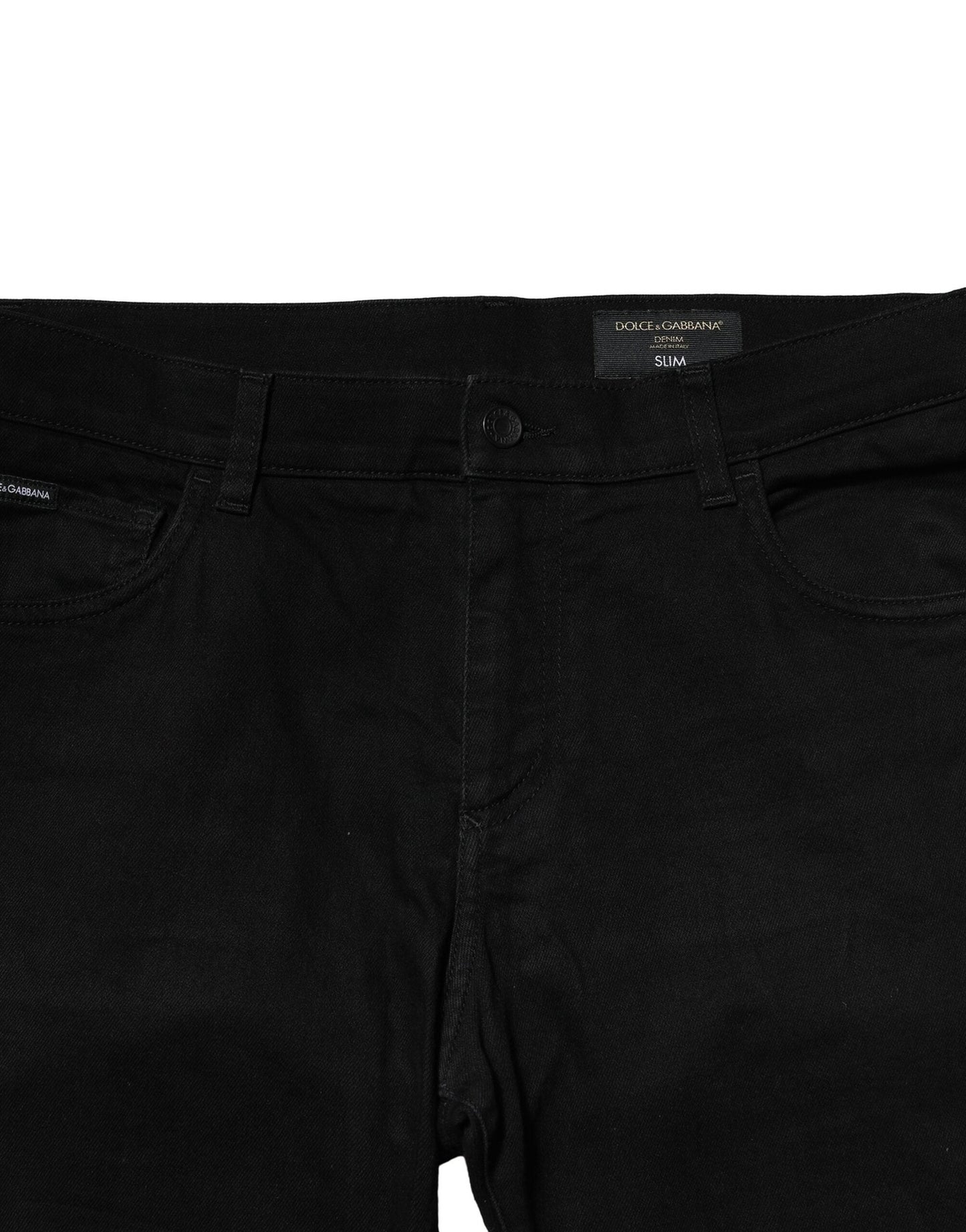 Dolce & Gabbana Black Cotton Tattered Slim Fit Men Denim Men's Jeans ()