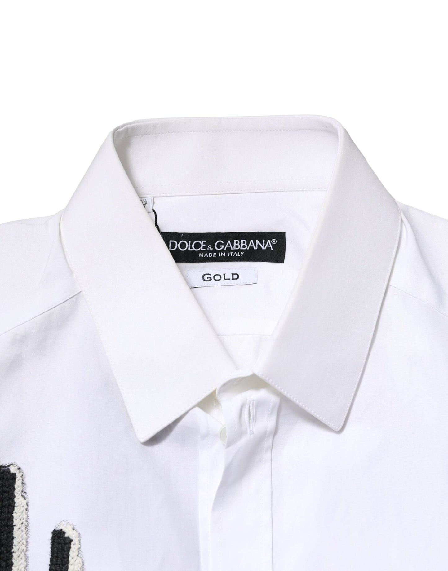 Dolce & Gabbana White GOLD Embroidery Detailed Dress Men's Shirt ()
