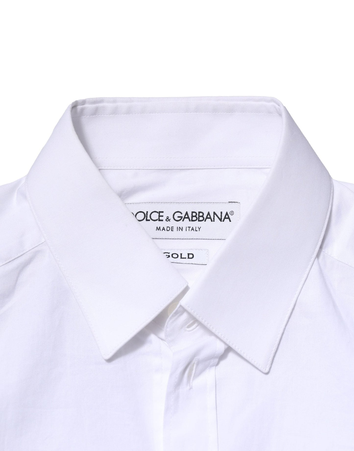 Dolce & Gabbana White Cotton GOLD Long Sleeves Dress Men's Shirt