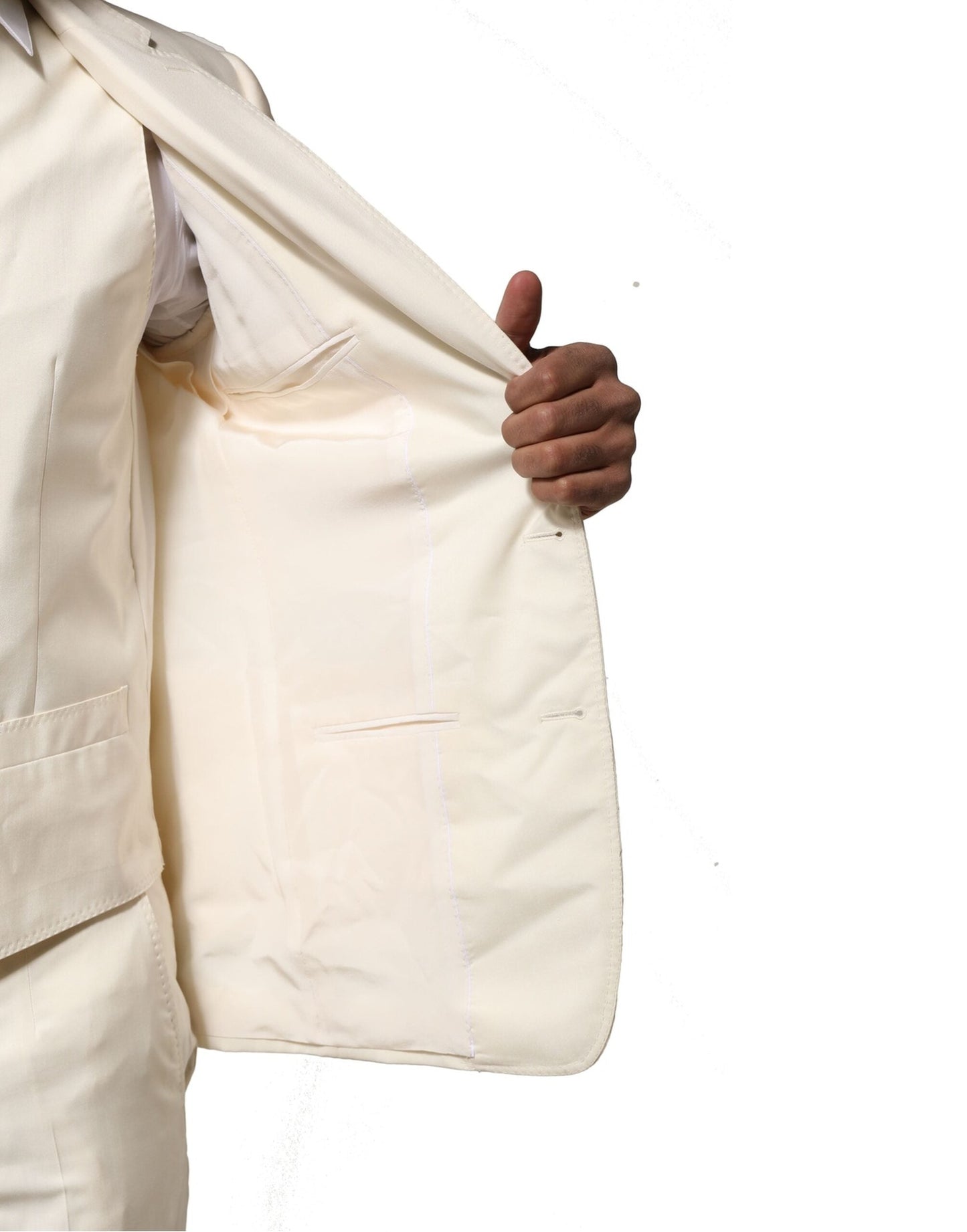 Dolce & Gabbana Ivory Wool 3 Piece Single Breasted Men's Suit ()