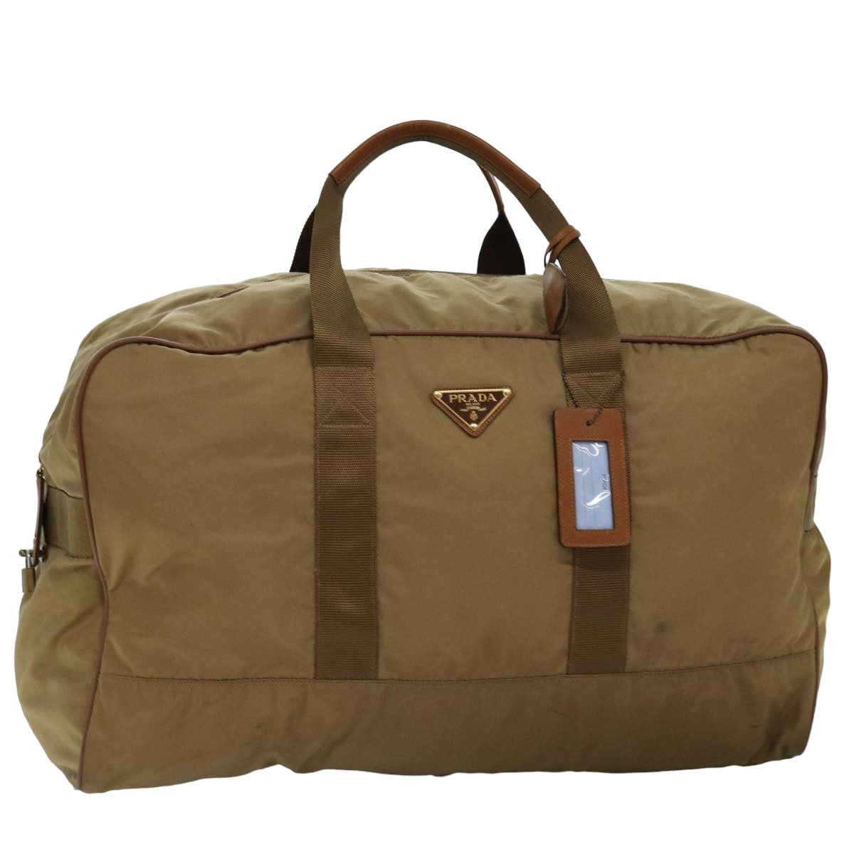 PRADA Boston Bag Nylon Brown 77358