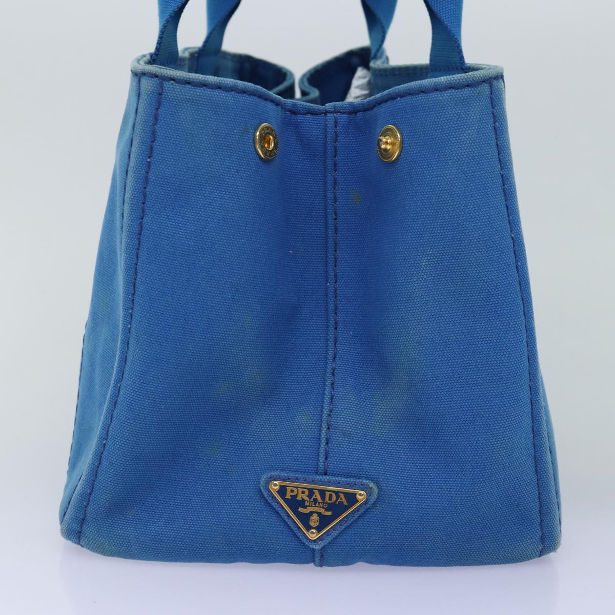 PRADA Canapa MM Hand Bag Canvas Blue 77361