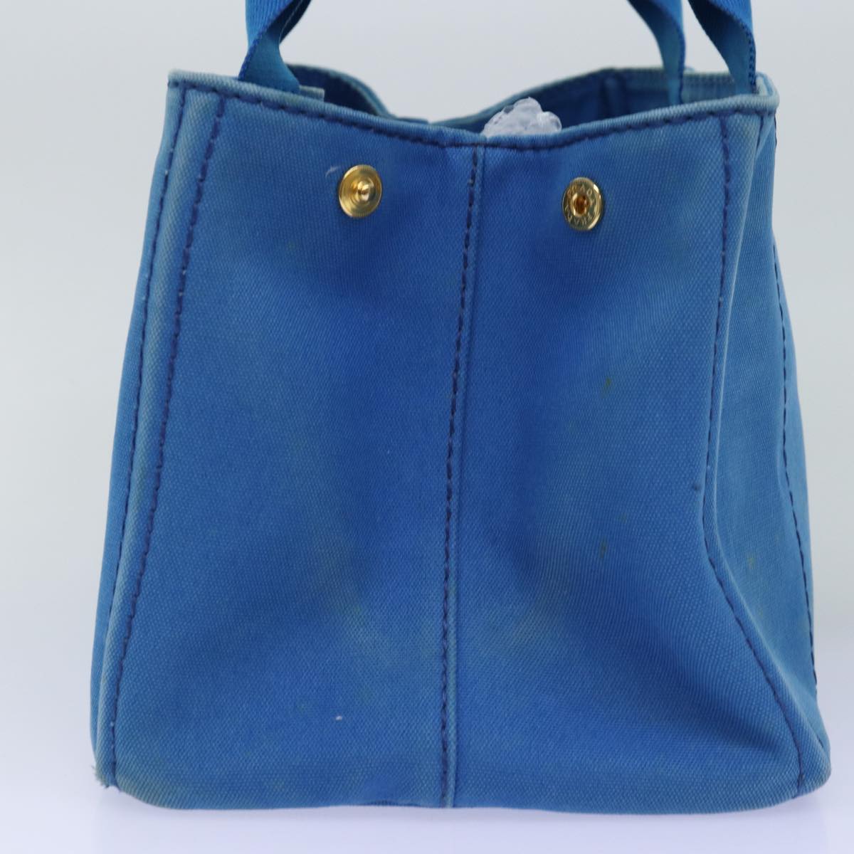PRADA Canapa MM Hand Bag Canvas Blue 77361
