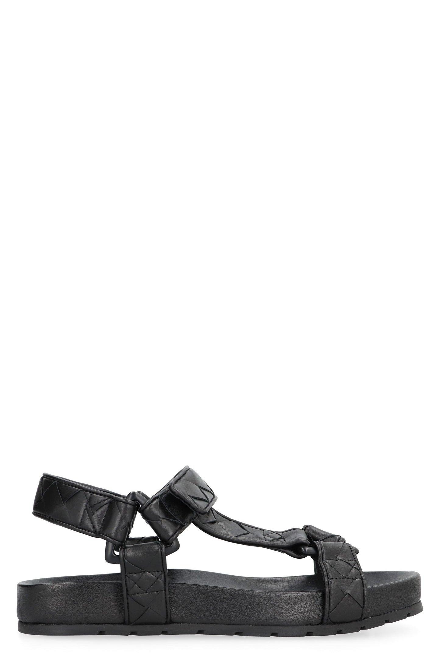 BOTTEGA VENETA Woven Leather Sandals with Velcro Strap
