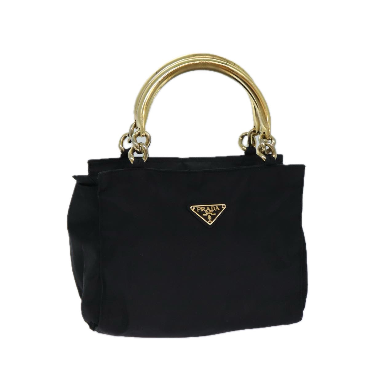 PRADA Hand Bag Nylon Black 77558