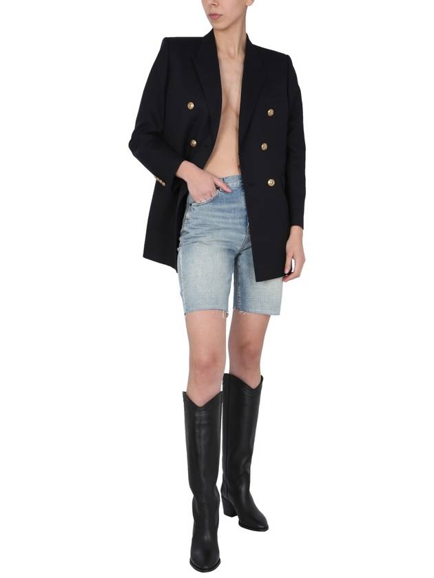 Saint Laurent Bermuda Biker Denim Shorts