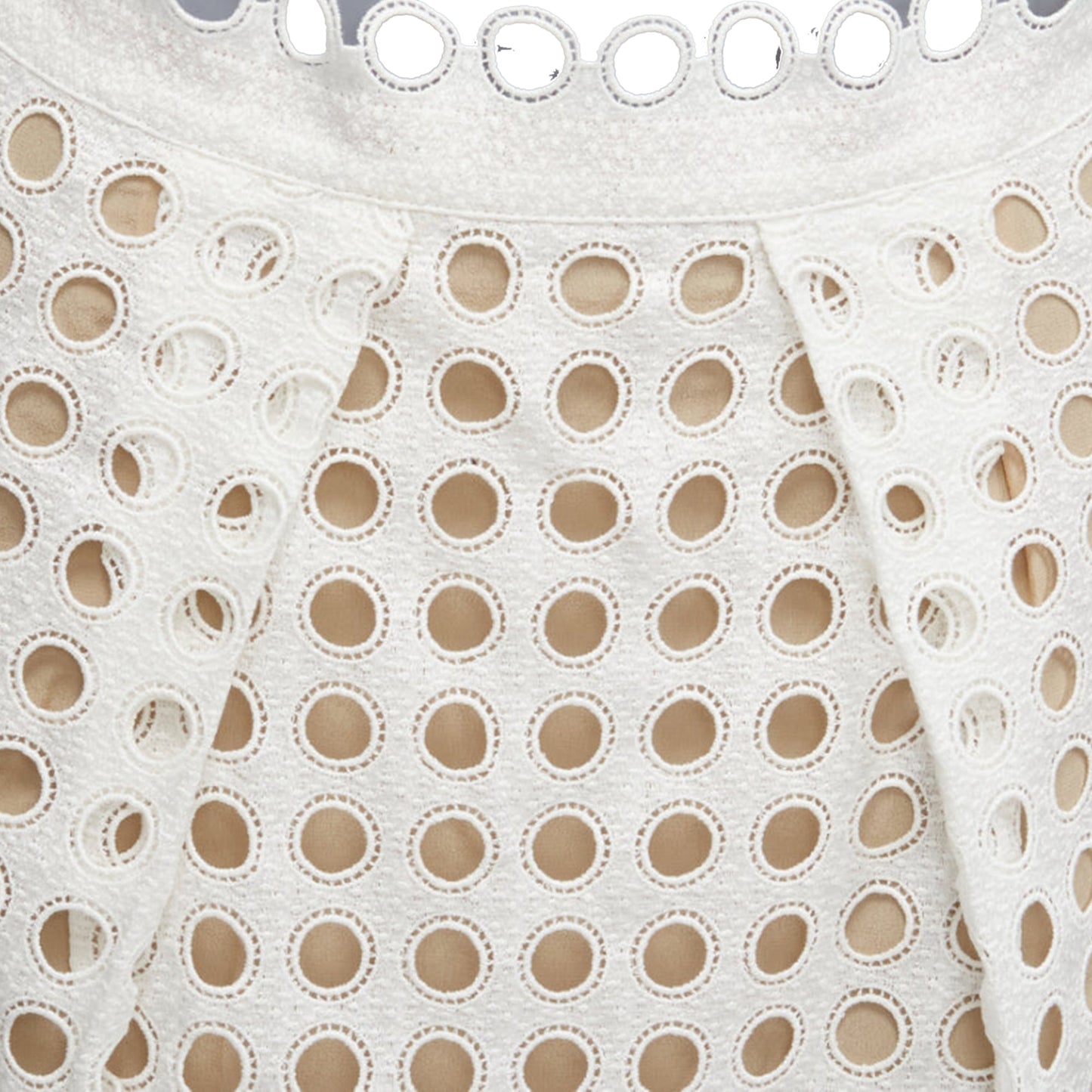 Chloe embroidery anglais eyelet laye silk lined skirt