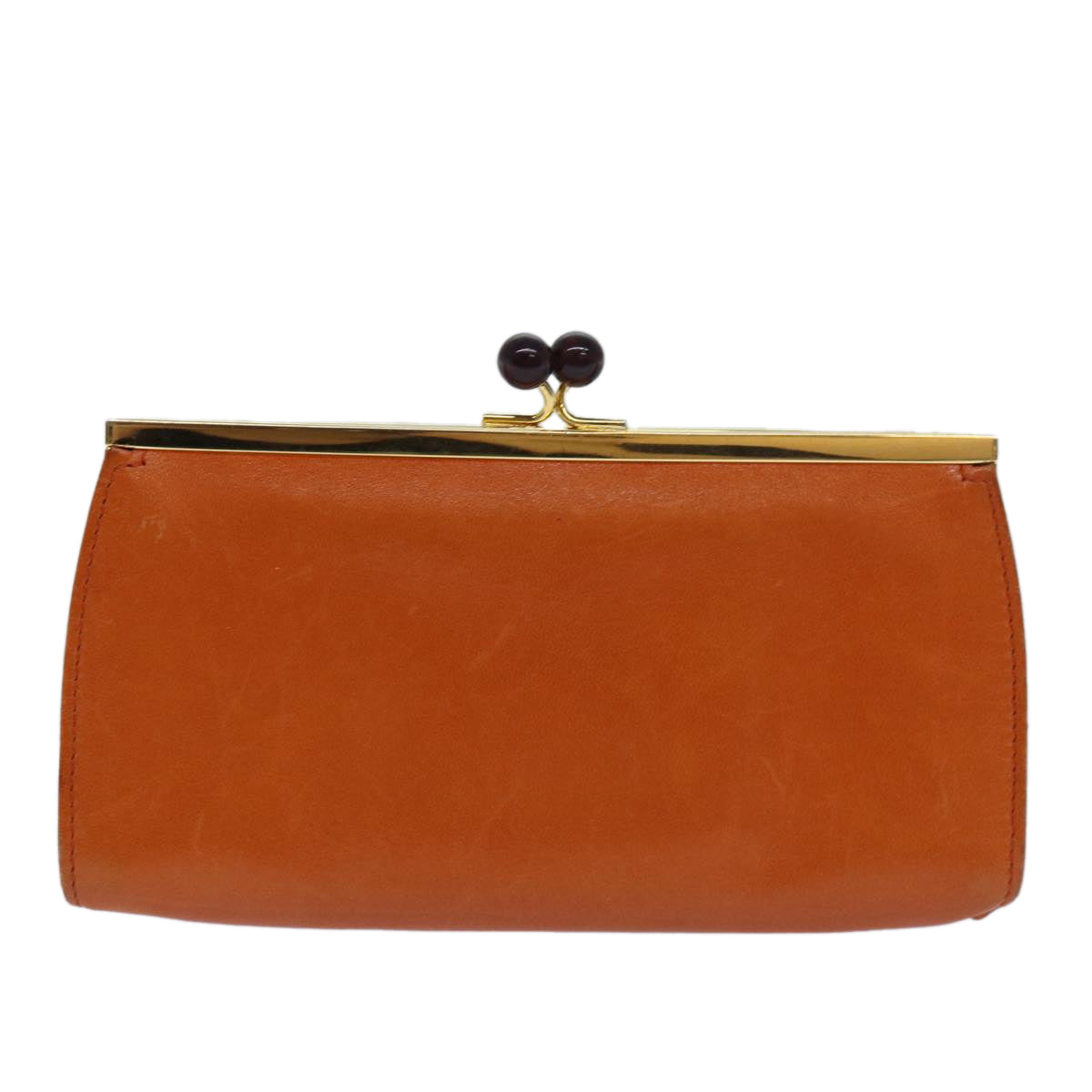 PRADA Gamaguchi Wallet Leather Orange 77705