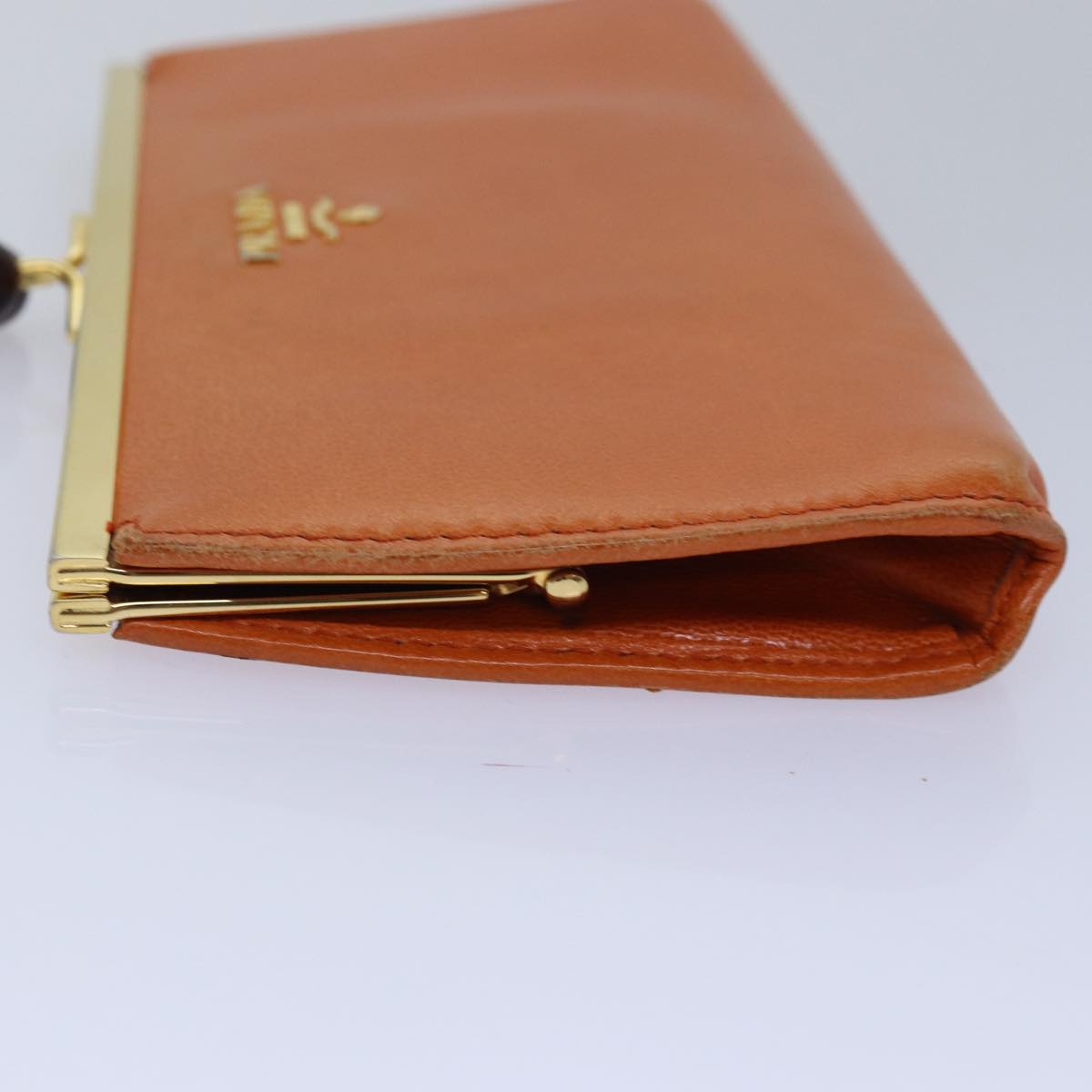 PRADA Gamaguchi Wallet Leather Orange 77705