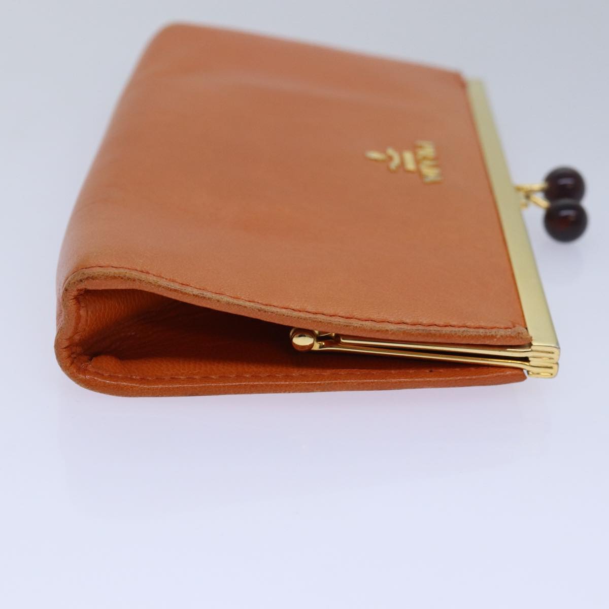 PRADA Gamaguchi Wallet Leather Orange 77705