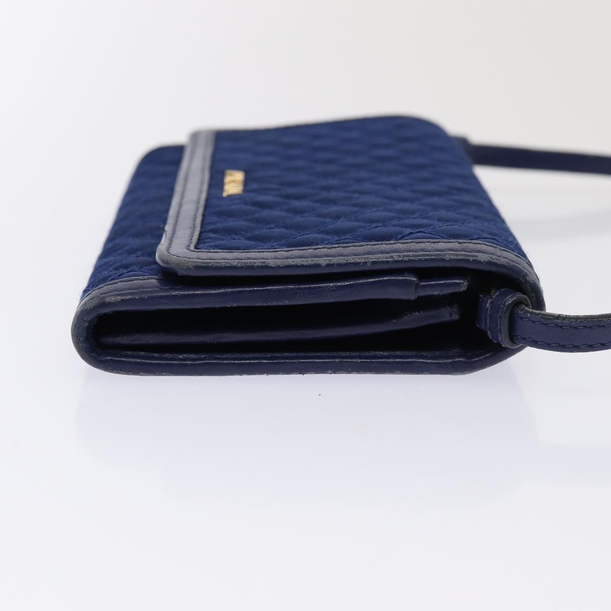PRADA Shoulder Wallet Nylon Leather Blue 78077