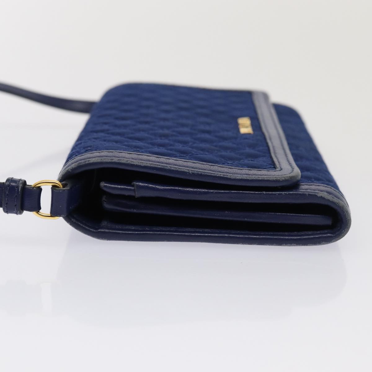 PRADA Shoulder Wallet Nylon Leather Blue 78077