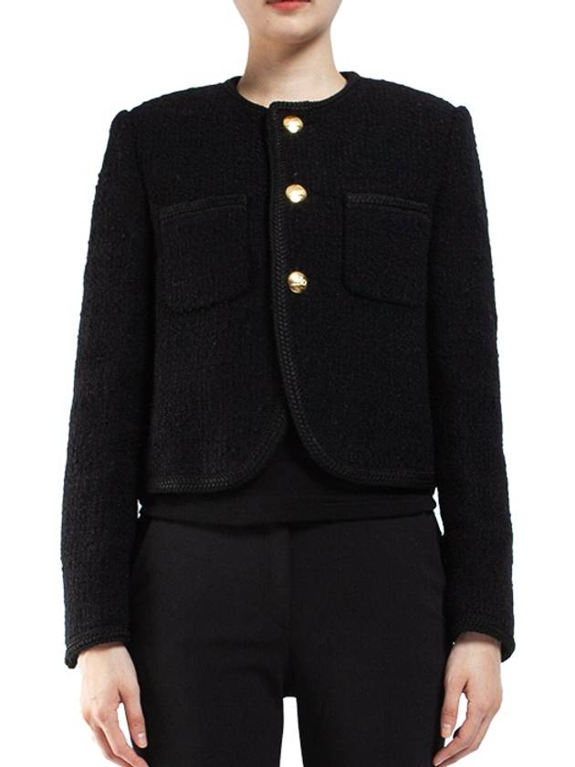 CELINE Chasseur Boucle Tweed Jacket Black