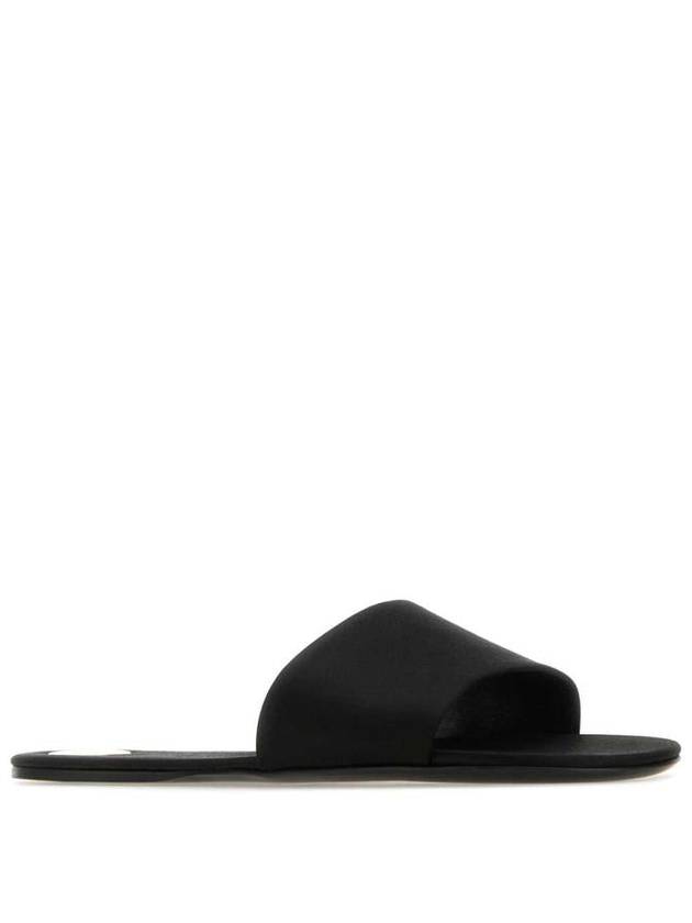 Saint Laurent Carlyle Satin Flat Slippers Black
