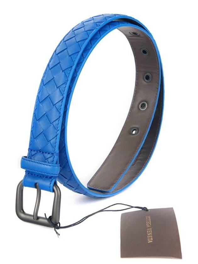 Bottega Veneta Intrecciato Nappa Leather Belt Blue