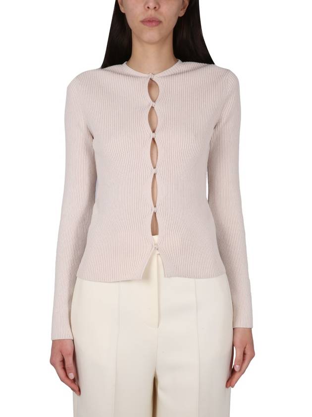 Fendi Cotton Blend Cardigan Beige
