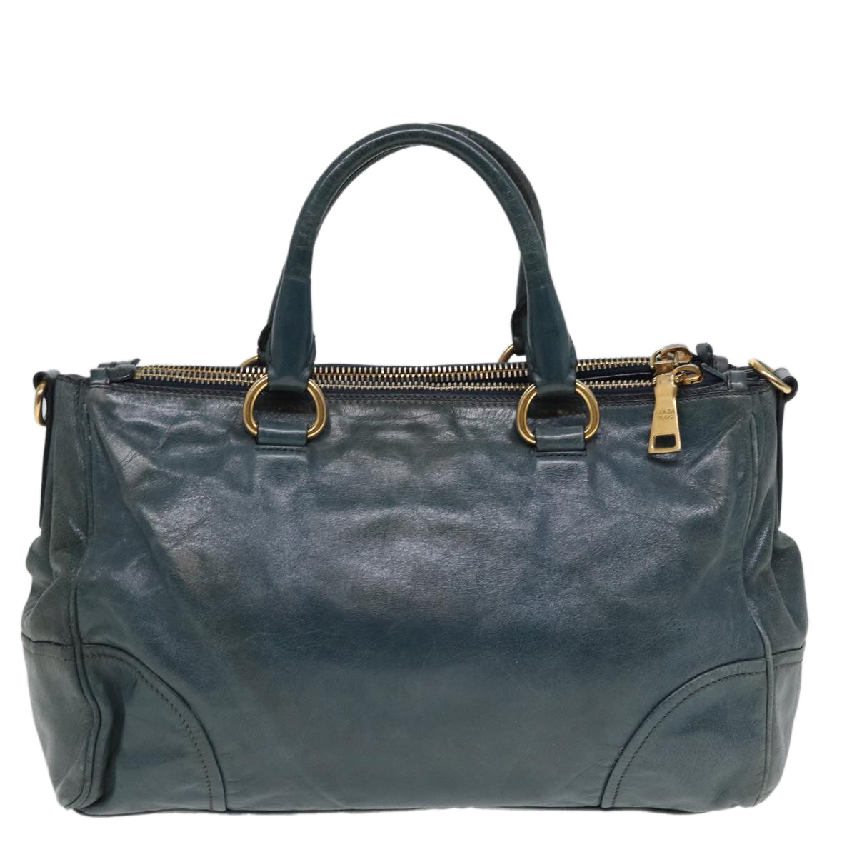 PRADA Hand Bag Leather Green 79142