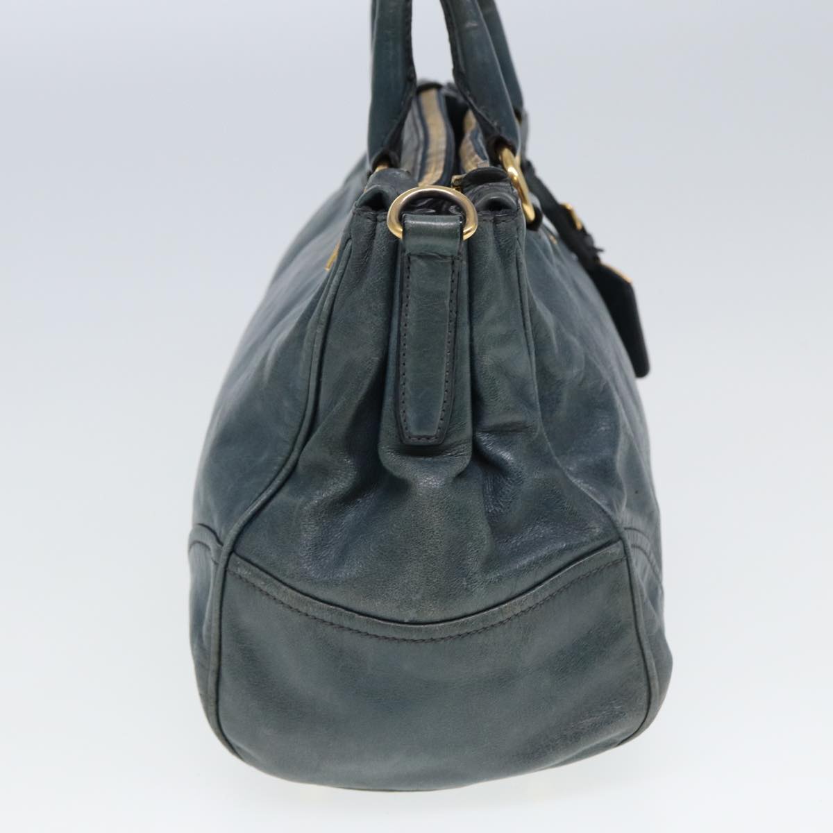 PRADA Hand Bag Leather Green 79142