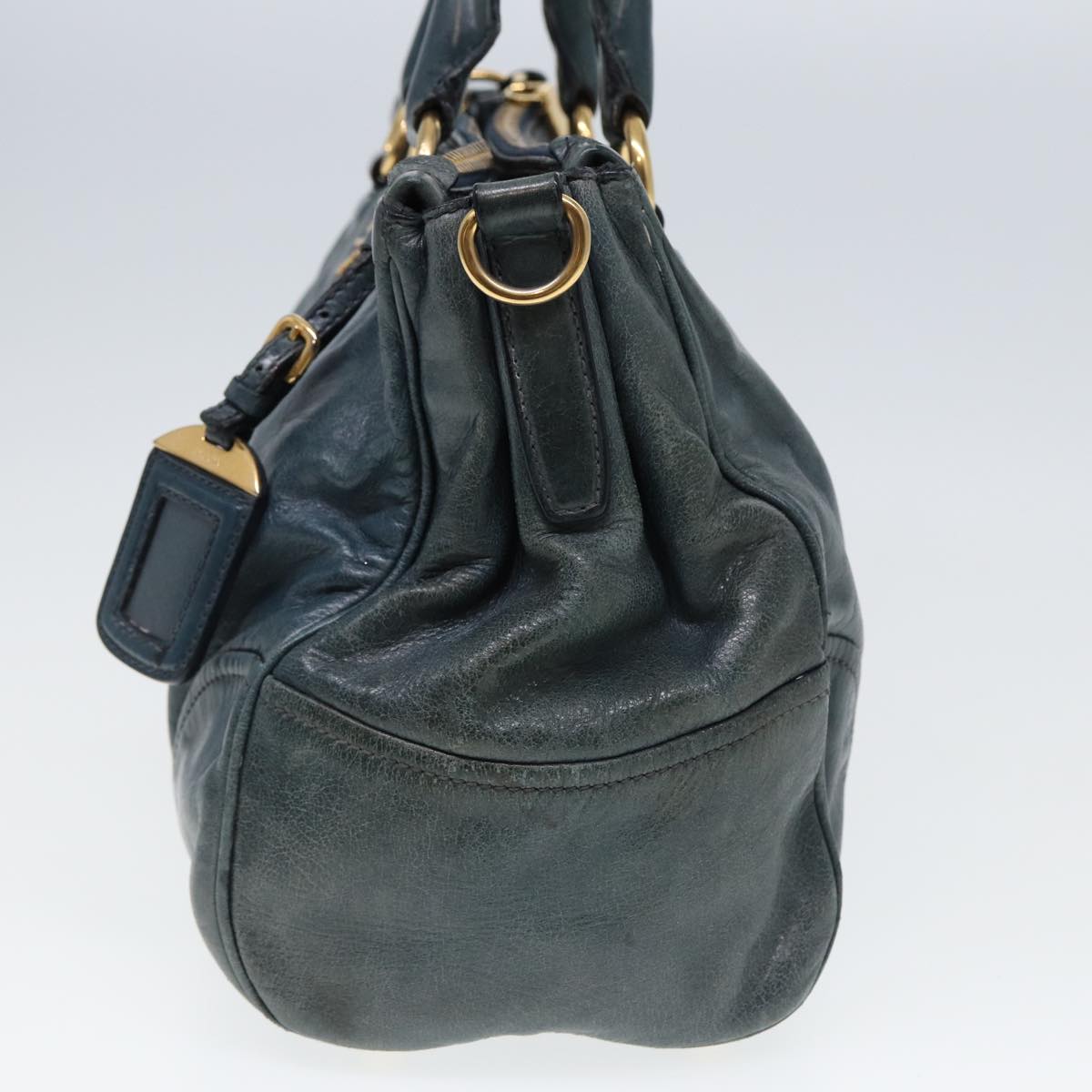 PRADA Hand Bag Leather Green 79142