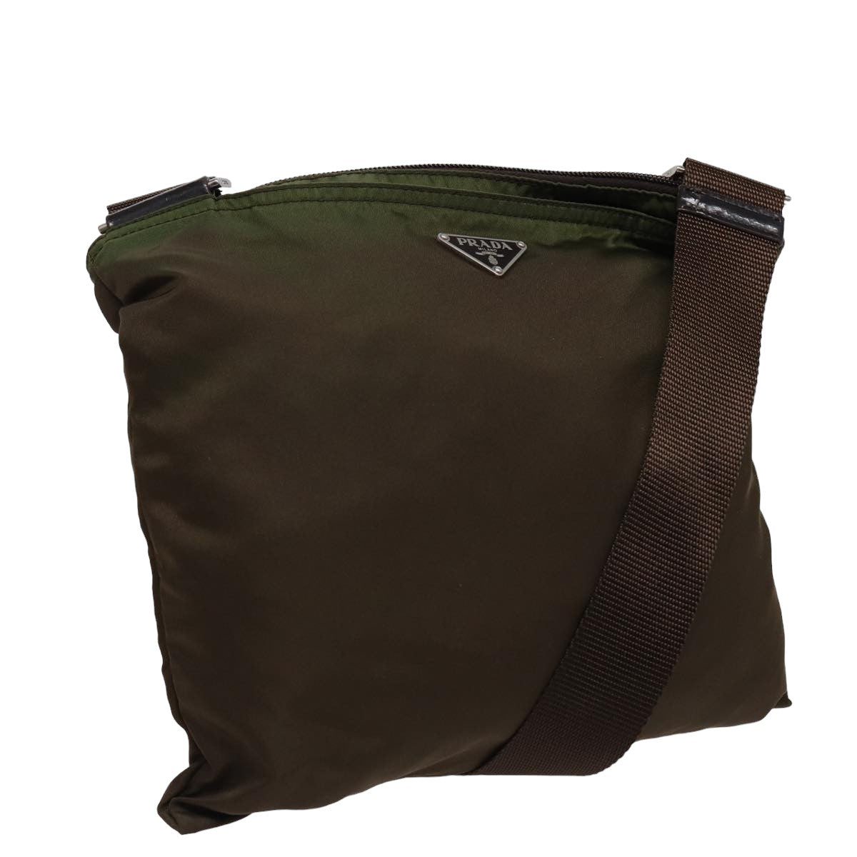 PRADA Shoulder Bag Nylon Khaki Brown 79144