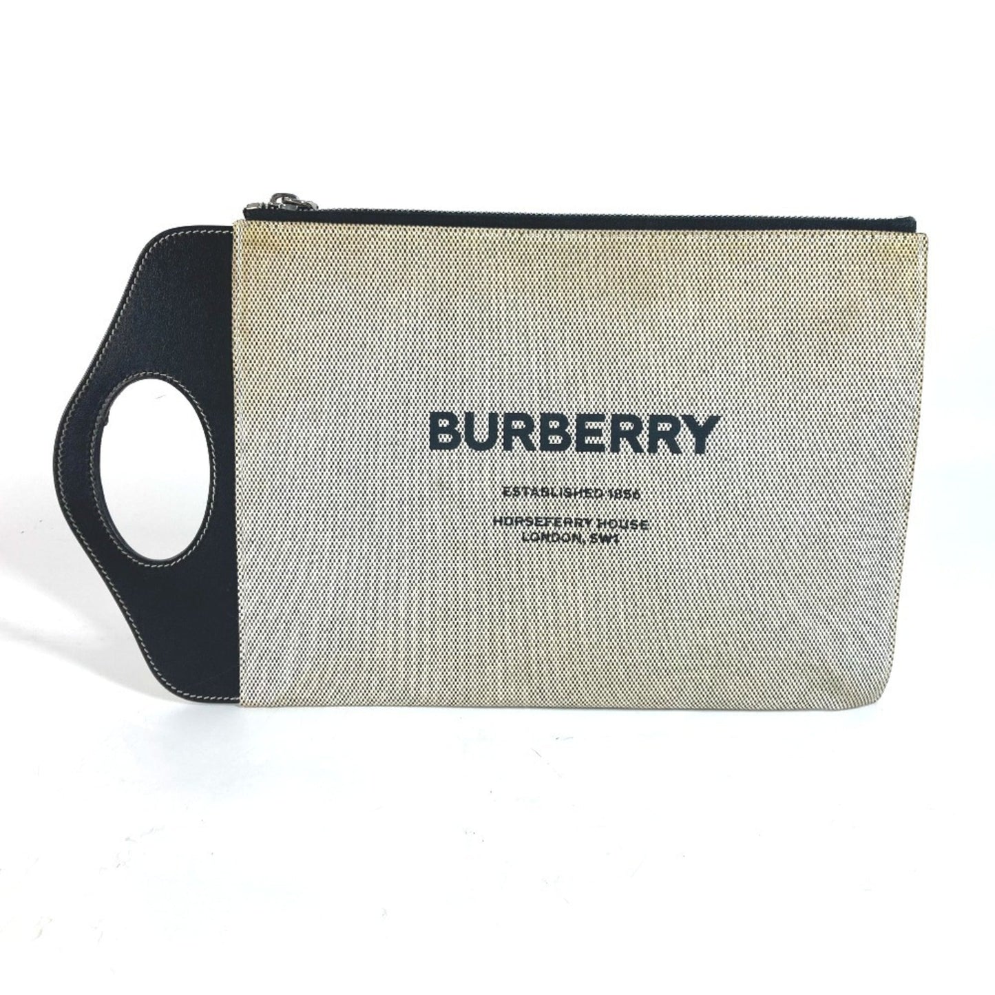 Burberry Canvas Leather Clutch Bag Handbag ()