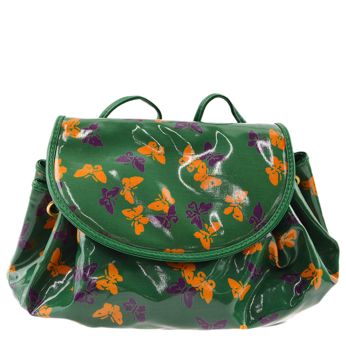Bottega Veneta Green Vinyl Butterfly Shoulder Bag