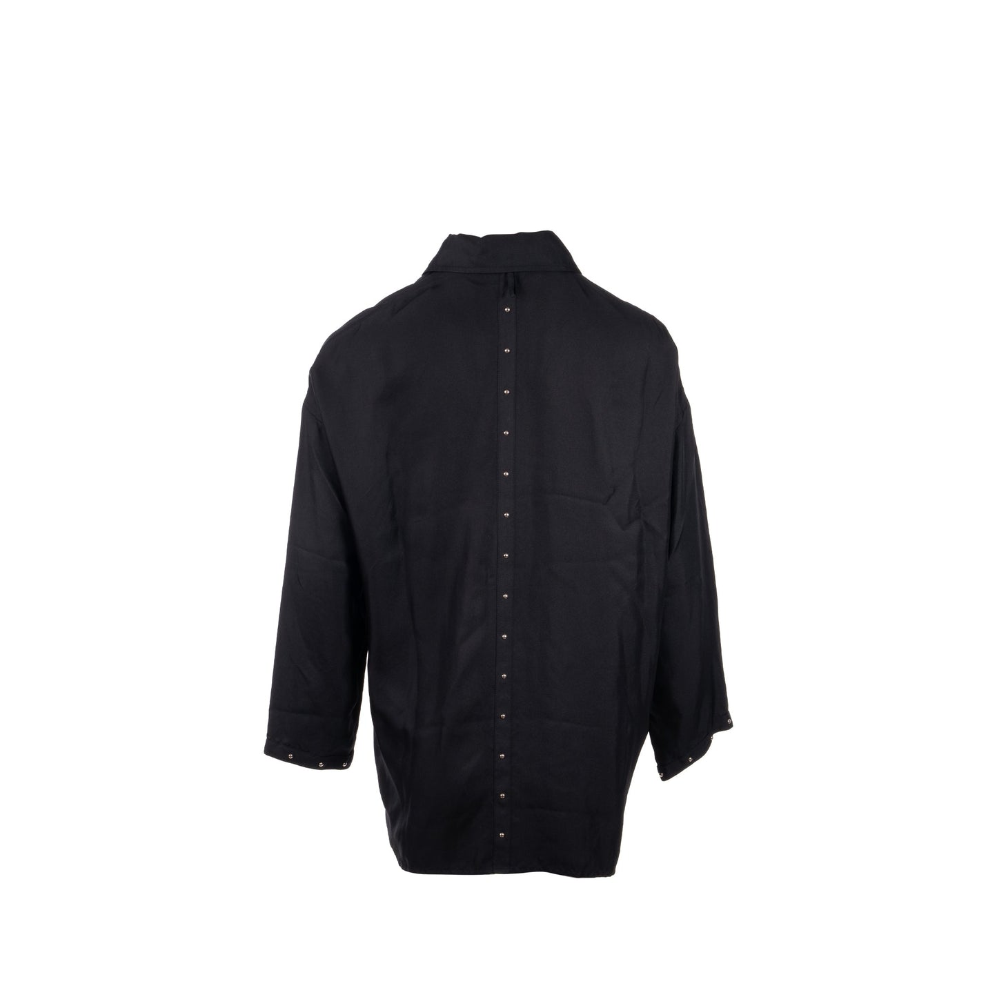 Hermes Size 34 Chemise Shirt with Studs Details Silk Black