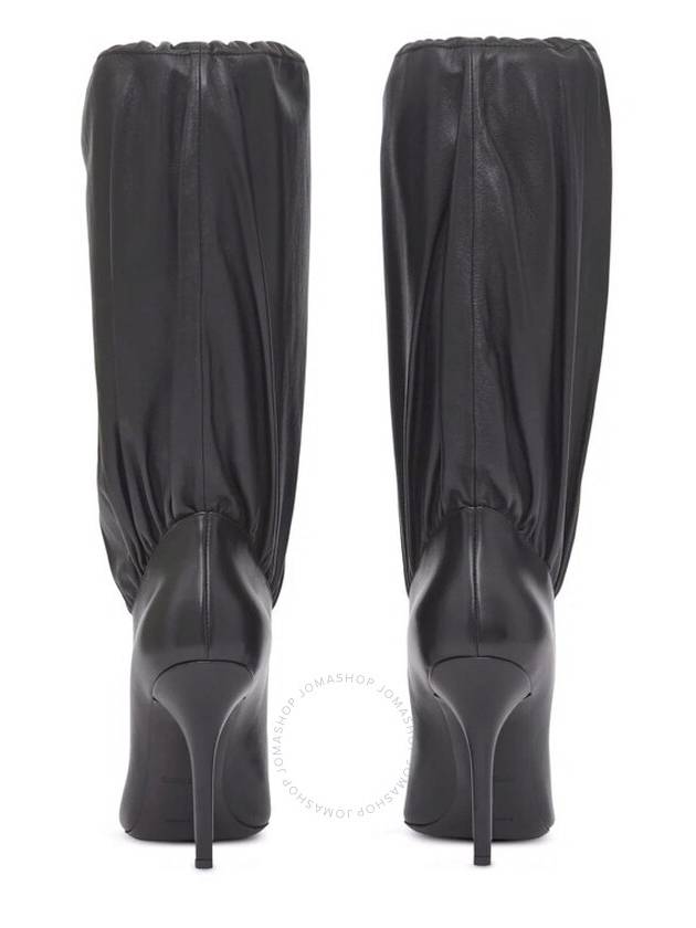 Burberry Burberry Ladies Pointed Leather Drawcord Boots In Black, Brand Size 40 (US Size 10)