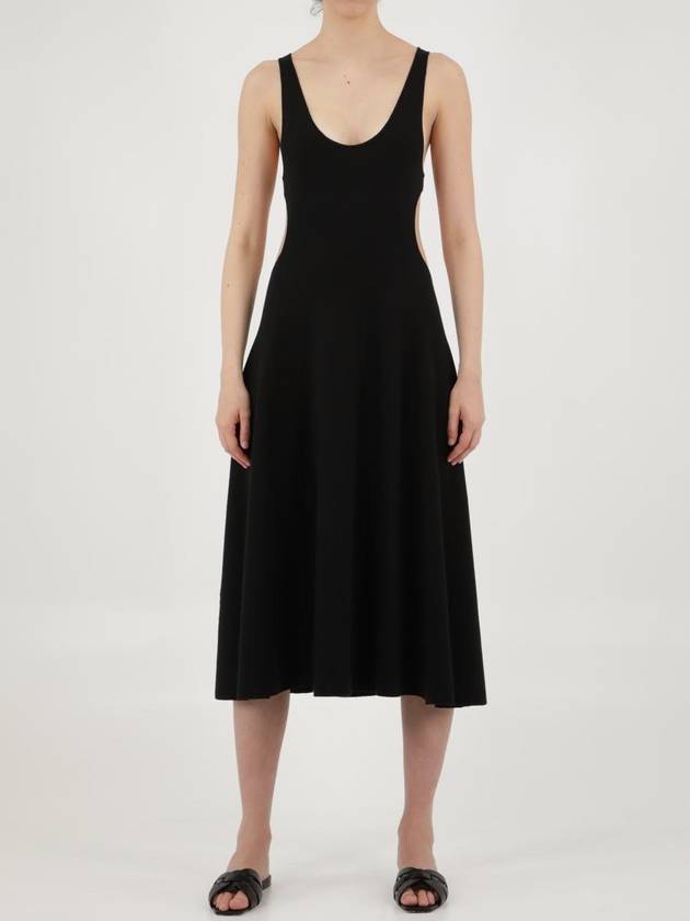 Saint Laurent Women's Cutout Wool Long Dress Black