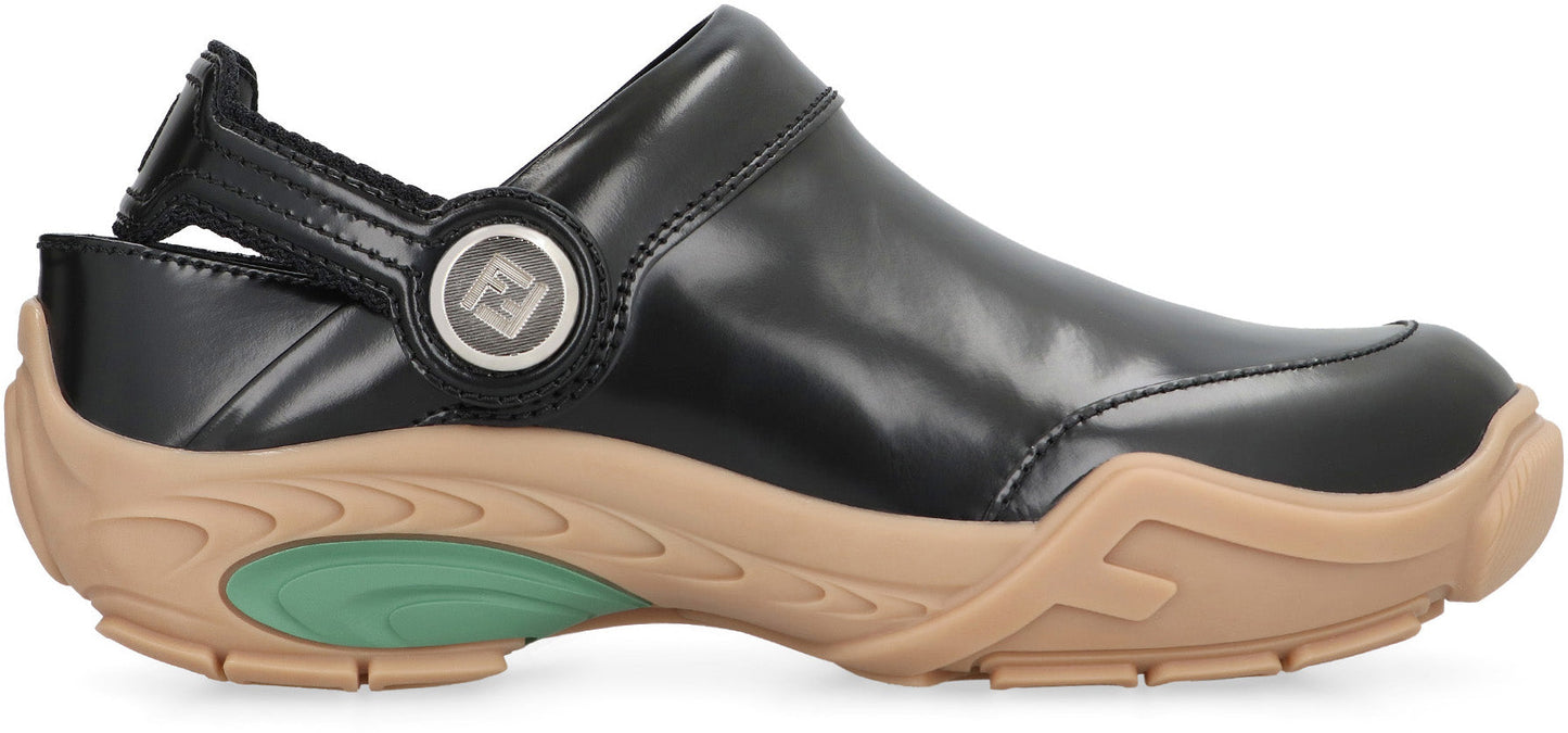 FENDI Leather Lab Flat Sandals for Men