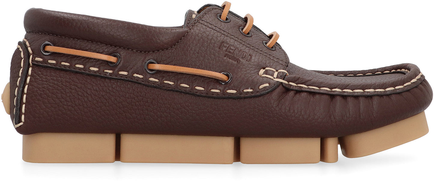 FENDI Leather Deck Loafers - Men's Size Options Available