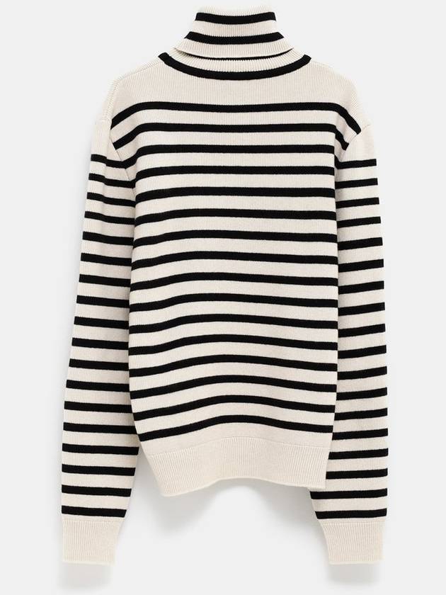 CELINE Heritage Cashmere Stripe Turtleneck White