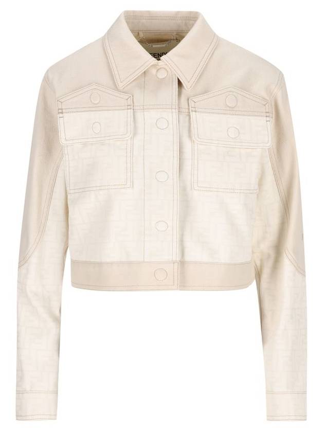 Fendi FF Blouson Jean Denim Jacket White