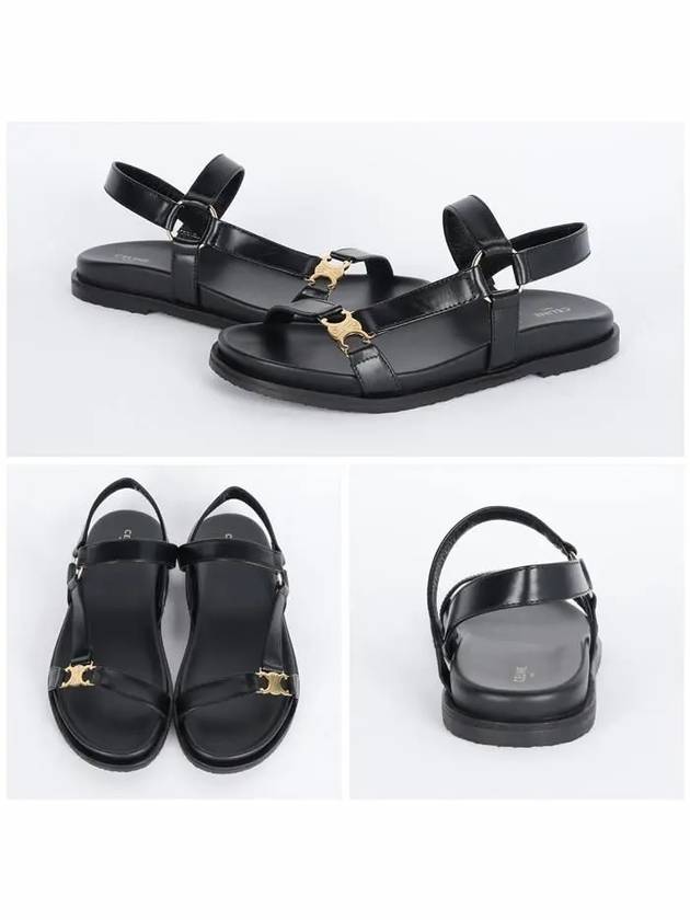 CELINE Maud Calfskin Triomphe Sandals Black