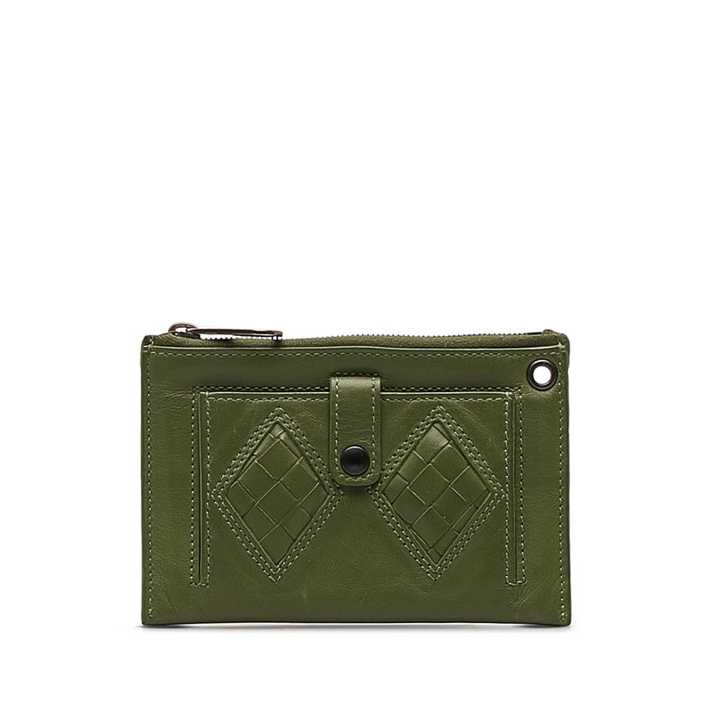Bottega Veneta Intrecciato Coin Case in Leather Green
