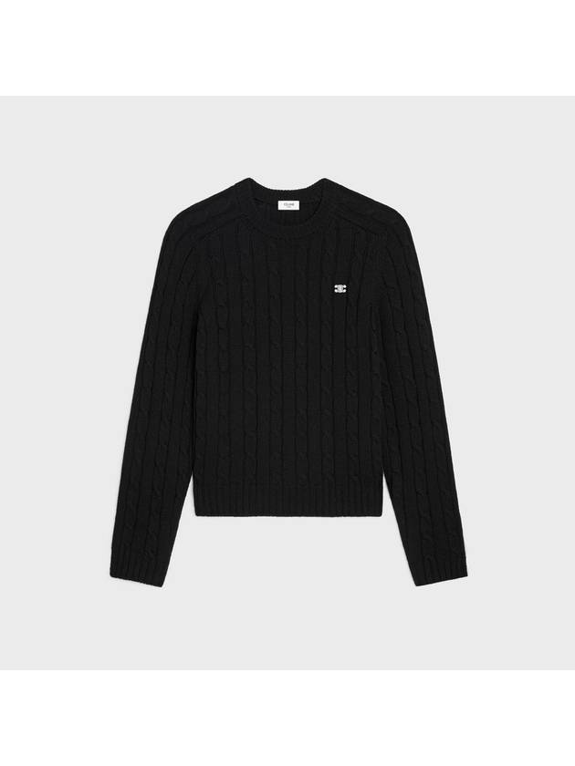 CELINE Triomphe Cashmere Cable-Knit Top Black